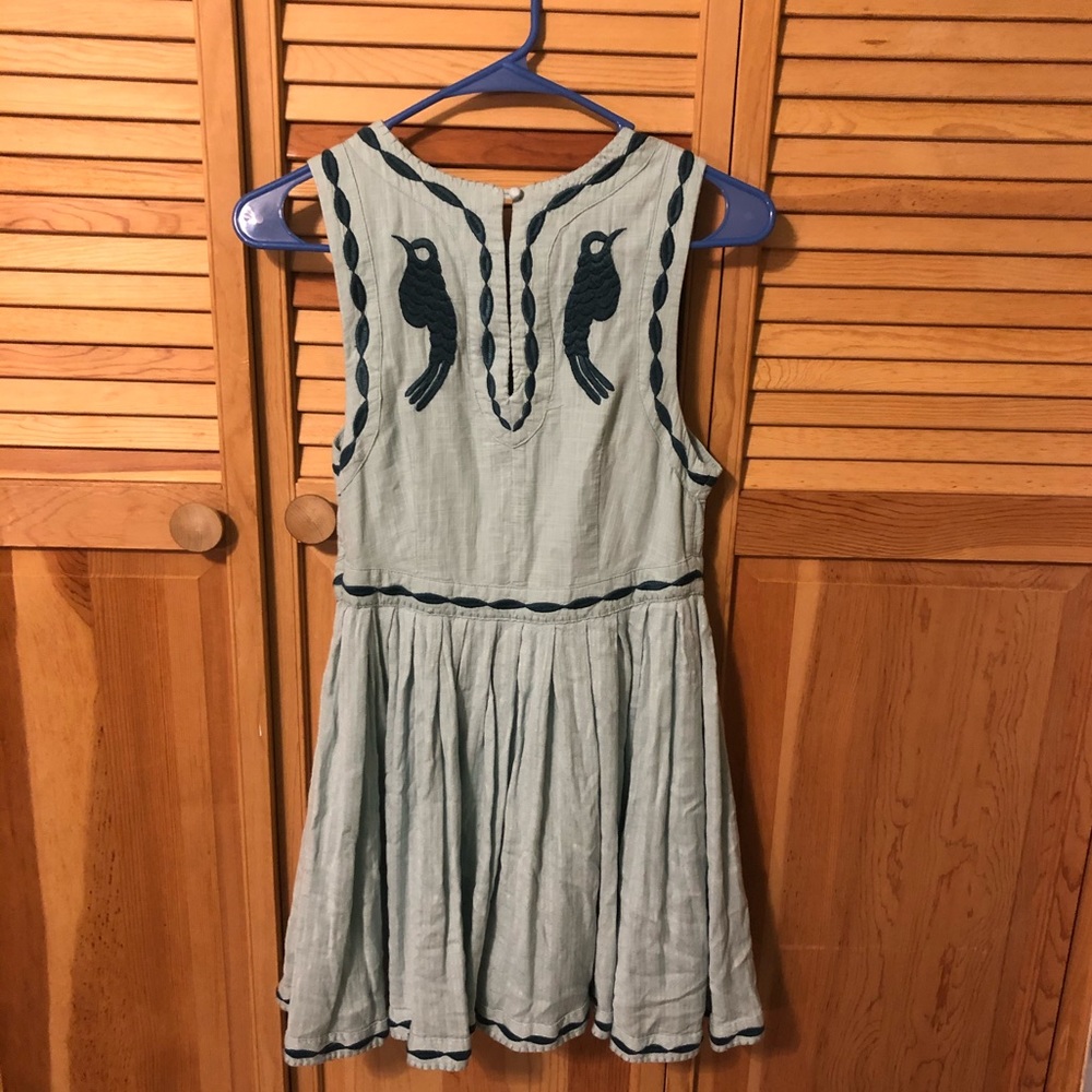Free People Blue Embroidered Cottage Core Dress - Picture 5 of 8